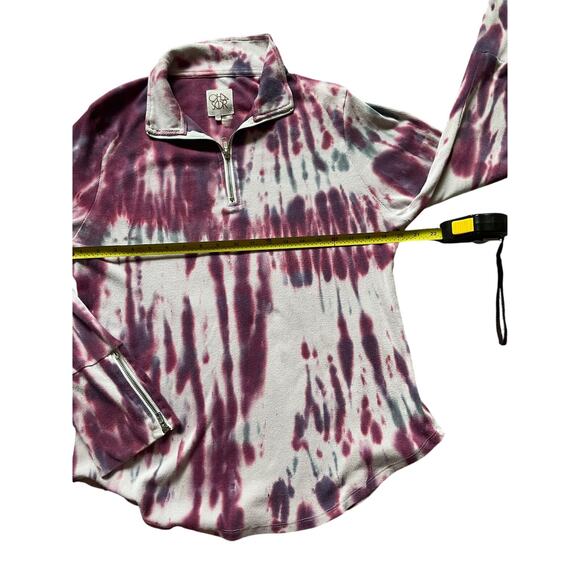 CHASER Womens/Teen Thermal Tie Dye Quarter Zip Size XL zip Henley Ribbed - Picture 3 of 6